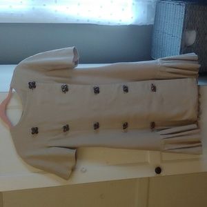 Ronnie Heller 1980's dress ecru, linen rayon size 10